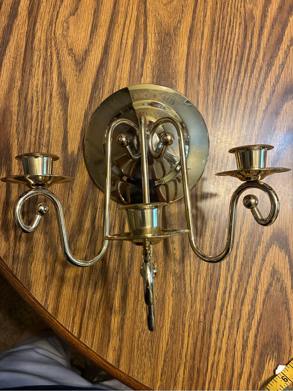 VINTAGE GOLD TONE CANDLE WALL TRIPLE CANDLE HOLDERS MADE IN USA